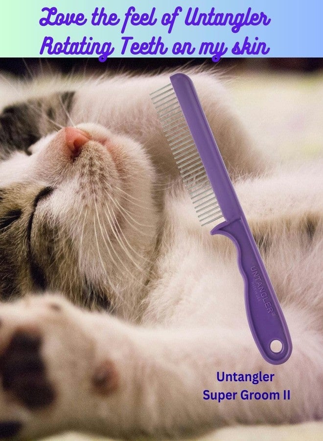 Untangler Super-Groom Combs with Smooth Rotating Teeth for Painless Mat Removal (Royal Purple, 30 Fine-Spaced teeth) - Image 4